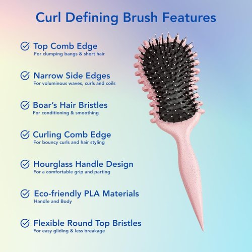 Skiennix Curl Defining Brush - Edge Control Round Hairbrush for Blowouts | Boar Bristle Design, Green