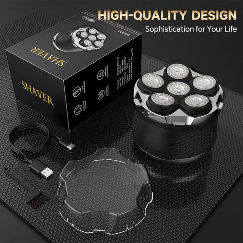 Head Shavers for Bald Men, 6 D Head Shaver LED Display Dry Wet Bald Head Razor, IPX7 Waterproof Skull Bald Head, Back & Groin Electric Razor, Rechargeable Flex Blades for a Close Shave