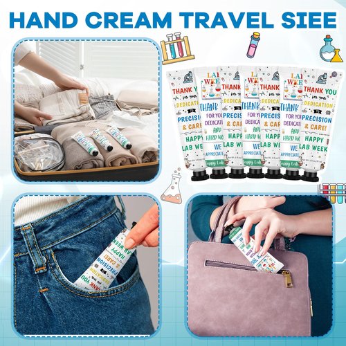 Loopeer 24 Pcs Lab Tech Week Gifts Bulk Hand Cream Set Medical Laboratory Week Appreciation Gifts Travel Size Moisturizing Hand Lotion for Lab Technician Staff Coworker