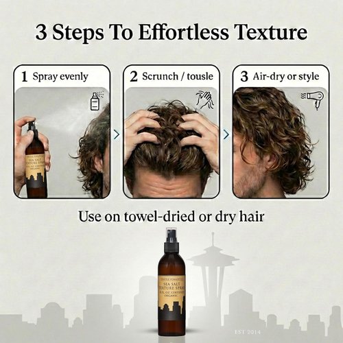 Seattle Pomade Co. Organic Sea Salt Spray - Natural, Non-GMO & Vegan Hair Styling | 8 fl oz