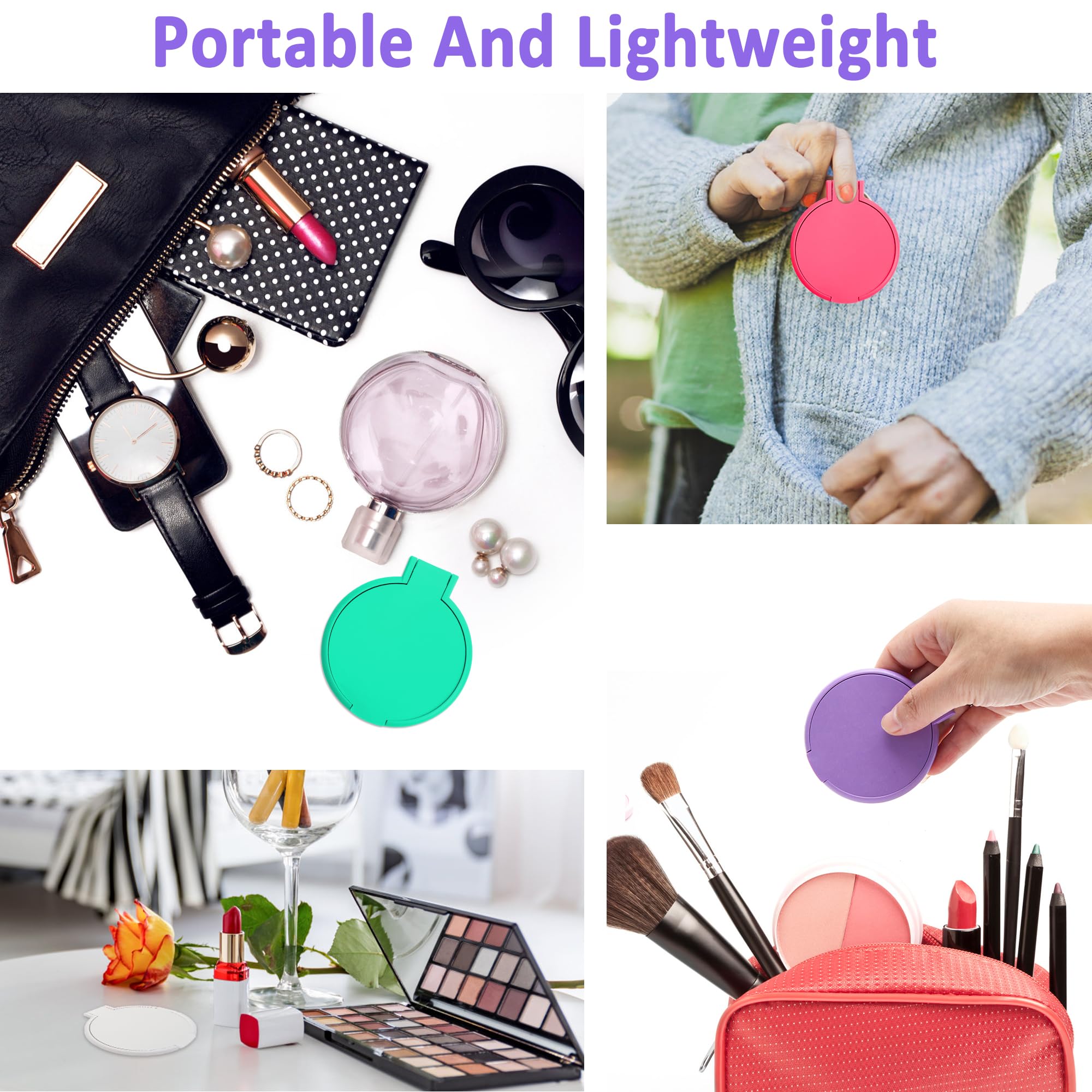 Windspeed 18 Pcs Mini Folding Mirror Round Compact, 2.4 in Small Portable Travel Makeup Mirror Compact Mirror Bulk Round Makeup Mirror for Purse, Women Girls Travel Daily Use (40)