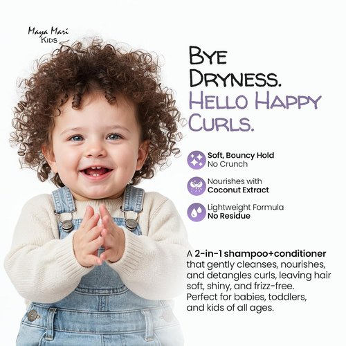 MAYA MARI Kids Shampoo & Conditioner - Tear-Free Formula for Curly Hair | Coconut & Lime Twist, 32 Fl Oz