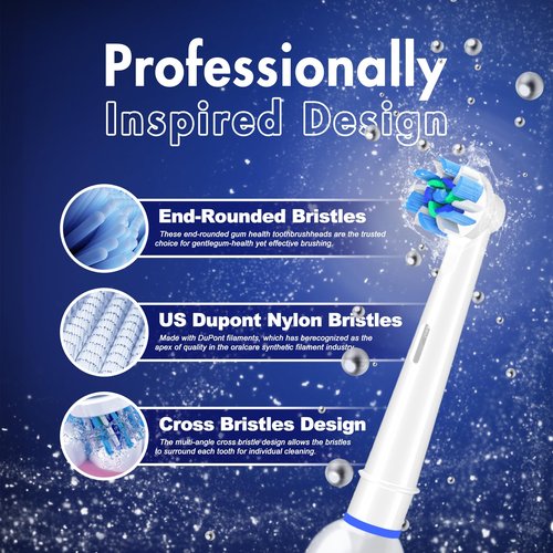 Replacement Toothbrush Heads Compatible with Oral B Braun, 12pcs Electric Toothbrush Replacement Heads Refills for Oral B Pro 1000, 9600, 500, 7000, 3000, 8000, Black and White for Home (1)