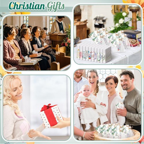 Sacubee 100 Set Christian Religious Gift Bulk for Women Mom Christian Lip Balm Bulk Church Party Favor Bible Verse Lip Balm with Scripture Inspirational Gift for Mother's Day Coworker Staff Employee