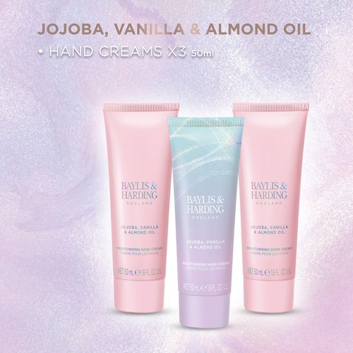 Baylis & Harding Gift Set for Women - Hand Care Pack - Jojoba, Vanilla & Almond Oil, 3-Pack