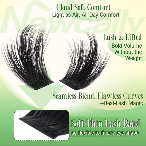 Manga Lash Clusters Spikes Lash Extension Wispy Cluster Eyelash Extensions D-curly Volume DIY Lash Extension Anime Eyelash Clusters 10-18MM Spiky Individual Lashes by Newcally