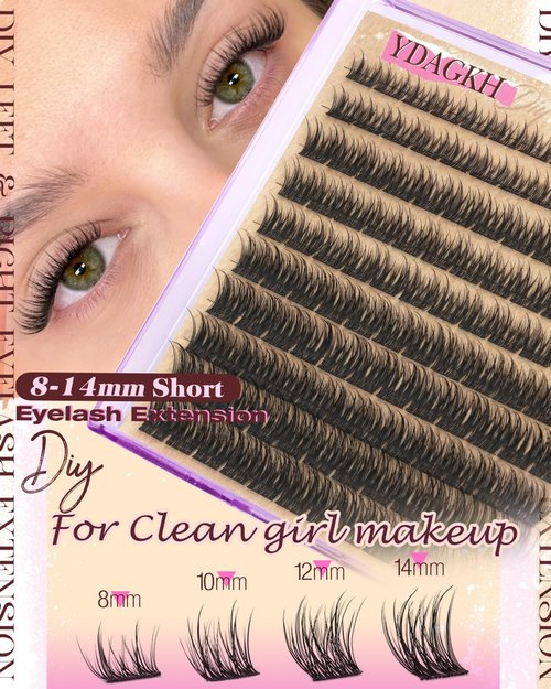 Short Lash Clusters 8-14mm Natural Cluster Eyelashes Ultra-Thin Band Cluster Eyelash Extensions Wispy Lash Extension DIY Silk Mink Eyelash Clusters Super Natural