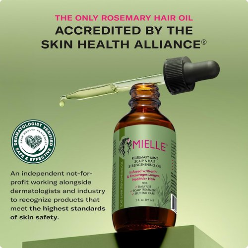 Mielle Organics Rosemary & Mint Hair Oil - Strengthening Biotin Infused Treatment for Frizzy Hair | 2 Ounce