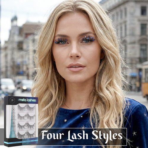 Profusion Cosmetics Metachrome 4 Pair Magnetic Eyelashes Set With Quick Dry Chrome Eyeliner, Raise Your Look With These Lightweight and Flexible Beauty Tools, Ultimate Glamour for All Day Wear