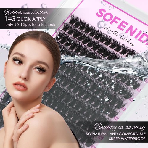 SOFENIDA Lash Clusters Kit 80D Lash Clusters Kit 10-18mm Volume Eyelash Clusters D Curly Cluster Eyelash Extensions 3D Wispy Lashes Cluster DIY Lash Extension Kit(80D-10-18MIX Thick Kit)