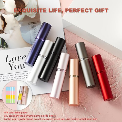 Fiwecos Perfume Travel Refillable Bottle Portable Atomizer Spray Bottle Fragrance Scent Pump Fill from Bottom Mini Pocket Size 5ml for Traveling and Outing (ROSEGOLD)