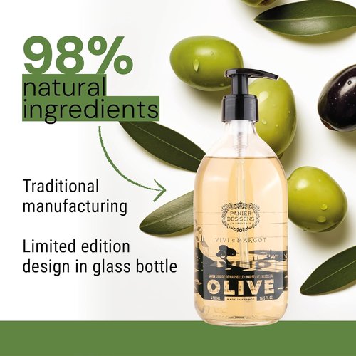 Panier des Sens Olive Oil Hand Soap - Natural Marseille Formula, Gentle & Moisturizing, 16.6 fl oz