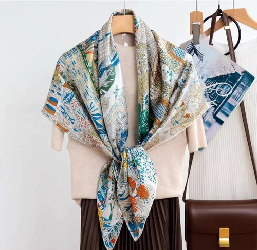 Andantino 100% Silk Scarf - Large 43" Square Lightweight Headscarf & Shawl for Women | Gift-Ready Packaging