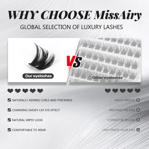 MissAiry Flaunt Lash Clusters Eyelash Extensions Short Lash Clusters 8-14MM Wispy Eyelash Clusters Flora Cluster Lashes D Curly Cluster Eyelash Extensions Natural Lashes(Flaunt 8-14MM)