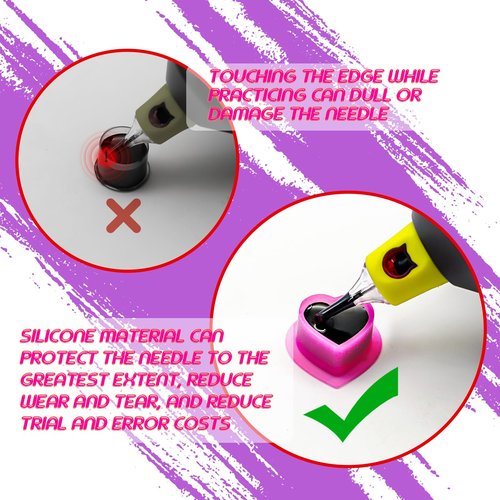 Tattoo Ink Caps Silicone Tattoo Cups Red 200 Pcs with Base for Tattoo, Ink Caps for Tattooing Microblading Tattoo Supplies