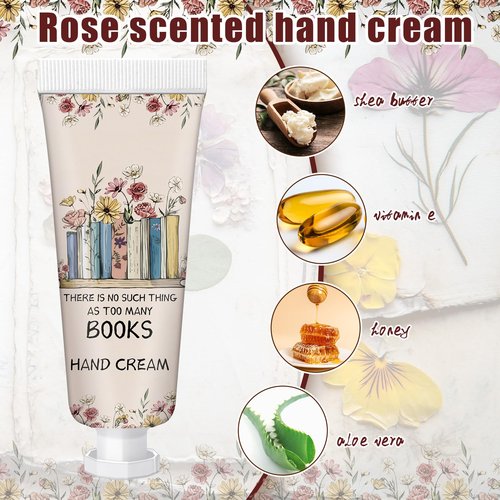 Leelosp 12 Pcs Book Club Gift Bulk Mini Hand Cream Travel Size Lotion Book Lover Gift for Women Member for Dry Cracked Hands