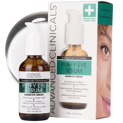 Advanced Clinicals Under Eye Serum - Brightening Vitamin C & Caffeine for Puffiness, Fine Lines & Dark Circles | 1.75 Fl Oz