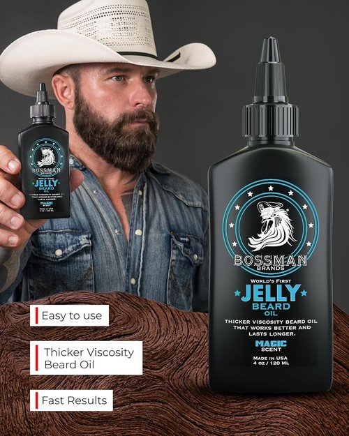 Bossman Jelly Beard Oil - Magic Scent Beard Softener & Moisturizer for Men (4 oz)