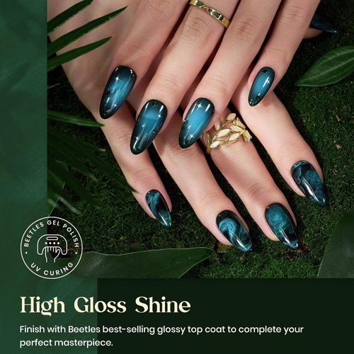 Beetles Green Gel Nail Polish Set - Boundless Forest Dark Green Gel Polish, 6 Colors Soak Off Uv LED Nail Lamp Gel Nail Kit Home DIY Manicure Nail Salon St Patrick Day