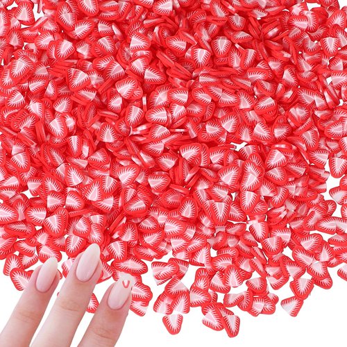 PATIKIL Polymer Clay Slices, 100g Strawberry Triangle Slice Fruit Art Slices Food Polymer Clay for DIY Nail Decor, Crafts Making, DIY Filler Accessories, Red