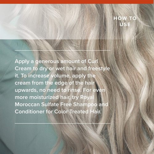 Royal Moroccan Curl Defining Cream for Frizzy, Color Treated & Curly Hair | Moisturizing Argan Oil Styling Product | (500 ml 16.9 oz)