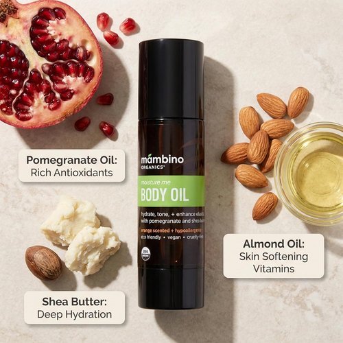 Mambino Organics Moisture Me Body Oil - Lightweight Nourishing Formula with Shea Butter & Jojoba, 4 Fl Oz