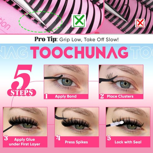 Lash Spikes 320pcs Spiky Lash Clusters 13-21mm D Curve Volume Spiky Cluster Eyelash Extensions Fairy Spike Eyelash Clusters for DIY Professional Individual Lash Extension by TOOCHUNAG