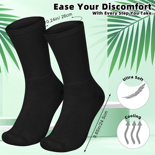 Silicherry 4 Pairs Cotton Soft Eczema Socks White and Black Hydrating Moisturizing Therapy Cotton Socks Eczema Relief for Adult Wet Wrap Non Itch Soft Feet Treatment