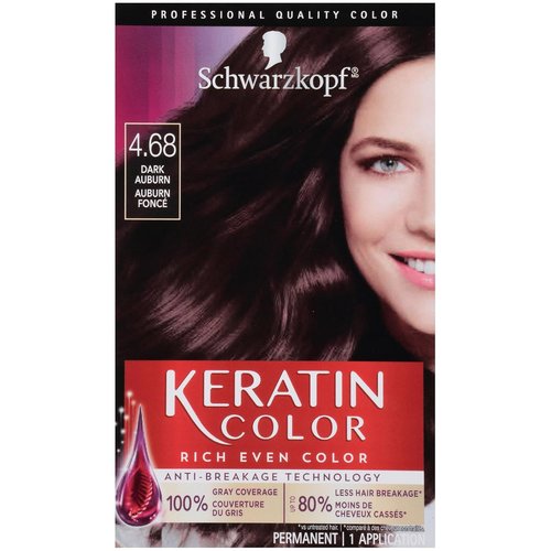 Schwarzkopf Keratin Color Permanent Hair Color Cream - 4.68 Dark Auburn | Long-Lasting Formula