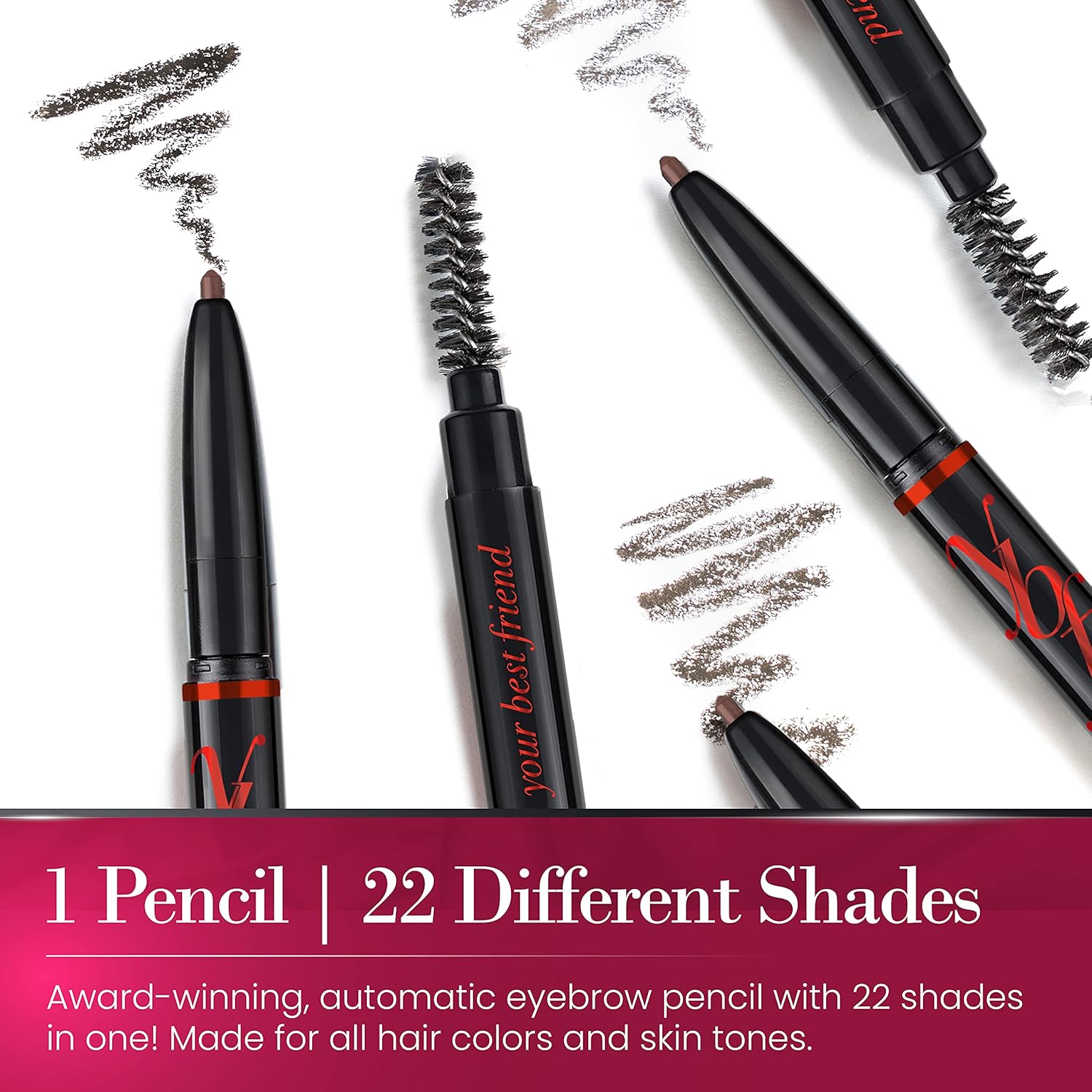 ybf Beauty Eyebrow Pencil - Universal Automatic Brow Pencil With Spoolie Brush - Perfect For All Hair Colors & Skin Tones - 0.005 Oz Taupe
