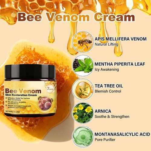 Bee Venom Facial Treatment Cream for Fine Lines & Improving Elasticity, 2.12 OZ (Pack of 2)