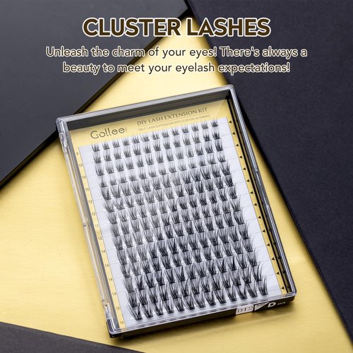 Lash Clusters 168Pcs Cluster Lashes D Curl Lash Clusters Mix 8-16mm Individual Eyelashes Clusters Wispy DIY Eyelash Extension Thin Band Soft to Use at Home (0.07D-D-Mix8-16)