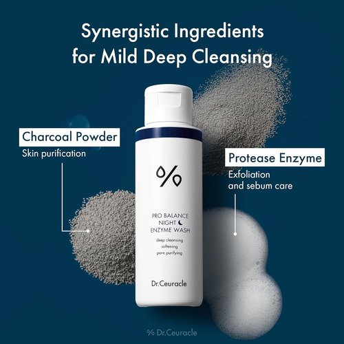 Dr.Ceuracle Pro Balance Enzyme Powder Face Wash - Korean Natural Cleanser for Deep Pore Cleansing & pH Balance (Night Wash)