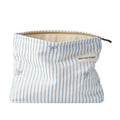 RSRSLEII Striped Makeup Bag for Women, Blue Cosmetic Bag with Bow, Travel Toiletry Cosmetic Bag with Zipper, Cute Women Aesthetic Organizer Storage Pouch, Girls Handbags Purses (03 White Stripe)