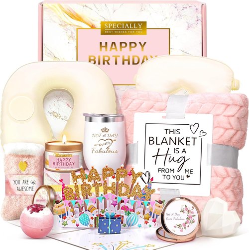 HSOEIXL Spa Birthday Gift Basket - Unique Relaxation Set with Blanket for Women | Perfect Gift for Her, Mom, Sister, and Friends