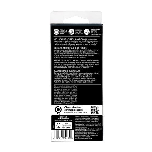 Tweezerman G.E.A.R. Moustache Scissors and Comb, Black
