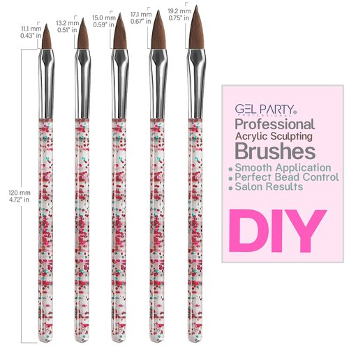 GELPARTY 32-Piece Nail Art Brush Set Professional Brushes for Acrylic, Gel, UV, Ombre, Dotting & 3D Designs | Drawing Pen For Gel Complete Kit for Salon & DIY Use