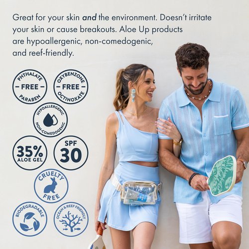 Aloe Up White Collection Sunscreen Lotion SPF 15 - Broad Spectrum UVA/UVB Sunblock for Face and Body - With Aloe Vera Gel - Alcohol-Free - Reef-Friendly - Coco-Mango Fragrance - 4 Oz