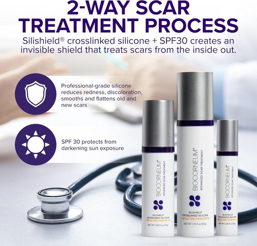 Silishield® Advanced Scar Treatment Gel - Silicone Formula with SPF 30 for Surgical & Keloid Scars - 20g - Surgeon Recommended, Safe for All Ages, Made in USA