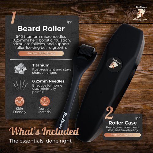 Beard Derma Roller Scalp Hair Care – Microneedle dermaroller for Beard & Facial Hair, Rodillo para Minoxidil, Supports Thicker-Looking Beard, Patchy Beard Filler for Men