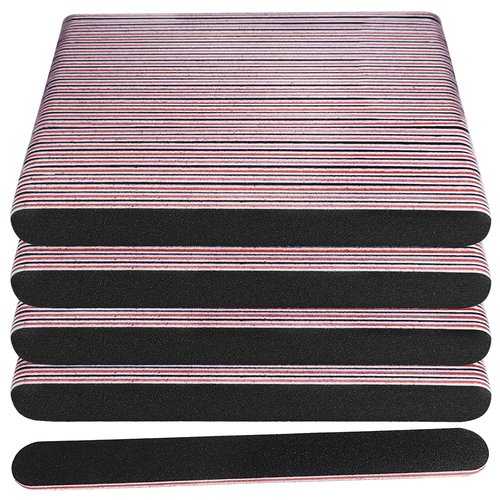 Nail Files Bulk (100 Pack), Professional Emery Board 100/180 Grit Nail File Double Sided Emory for Natural and Acrylic Nails Fingernail Files for Gel Nail Reusable Manicure Disposable Pedicure Black
