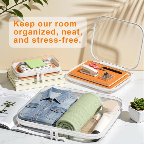 3PCS Clear Hard Shell Zipper Case,Toy Organizers and Storage Box,Clear Toiletry Cosmetic Case,Travel Makeup Bags,Diaper Bag Organizer,Pencil Case,Medium Stackable Portable Zipper Pouches 9.85*7.9*2 IN