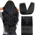 Sisily Clip in Hair Extensions Real Human Hair,18 inch 70g, Natural Straight Human Hair Clip in Extensions for Black Woman, Soft Straight 7pcs Per Set with 16 Clips