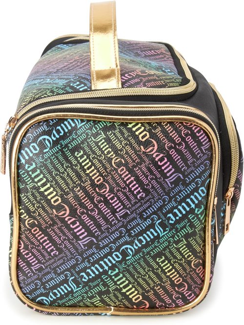 Juicy Couture Makeup Bag - Black Rainbow Cosmetics Organizer for Travel Essentials | Stylish Duffel
