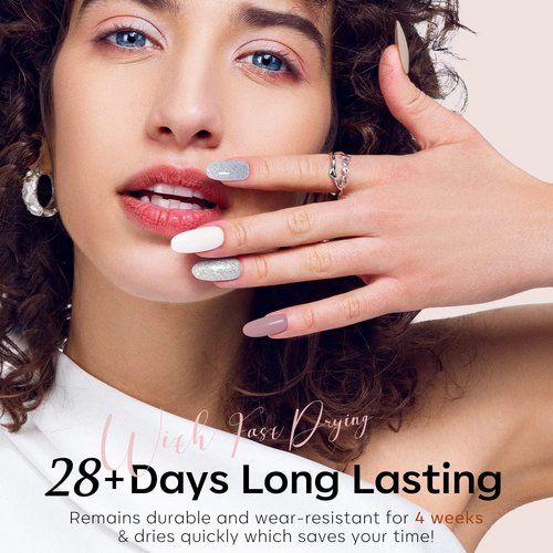 modelones Gel Nail Polish Set 6 Colors Fall Winter White Nude Brown Gel Polish Maroon Burgundy Red Champagne Gold Silver Tan Nail Art Design Kit Basic Soak Off Manicure Salon DIY Gift for Women Girls