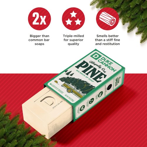 Duke Cannon Big Brick of Soap for Men, Holiday Edition – Illegally Cut Pine Scent, 10 oz