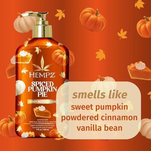 Hempz Spiced Pumpkin Pie Body Moisturizer - Fall Skin Care Lotion for Men & Women | 17 fl. oz.