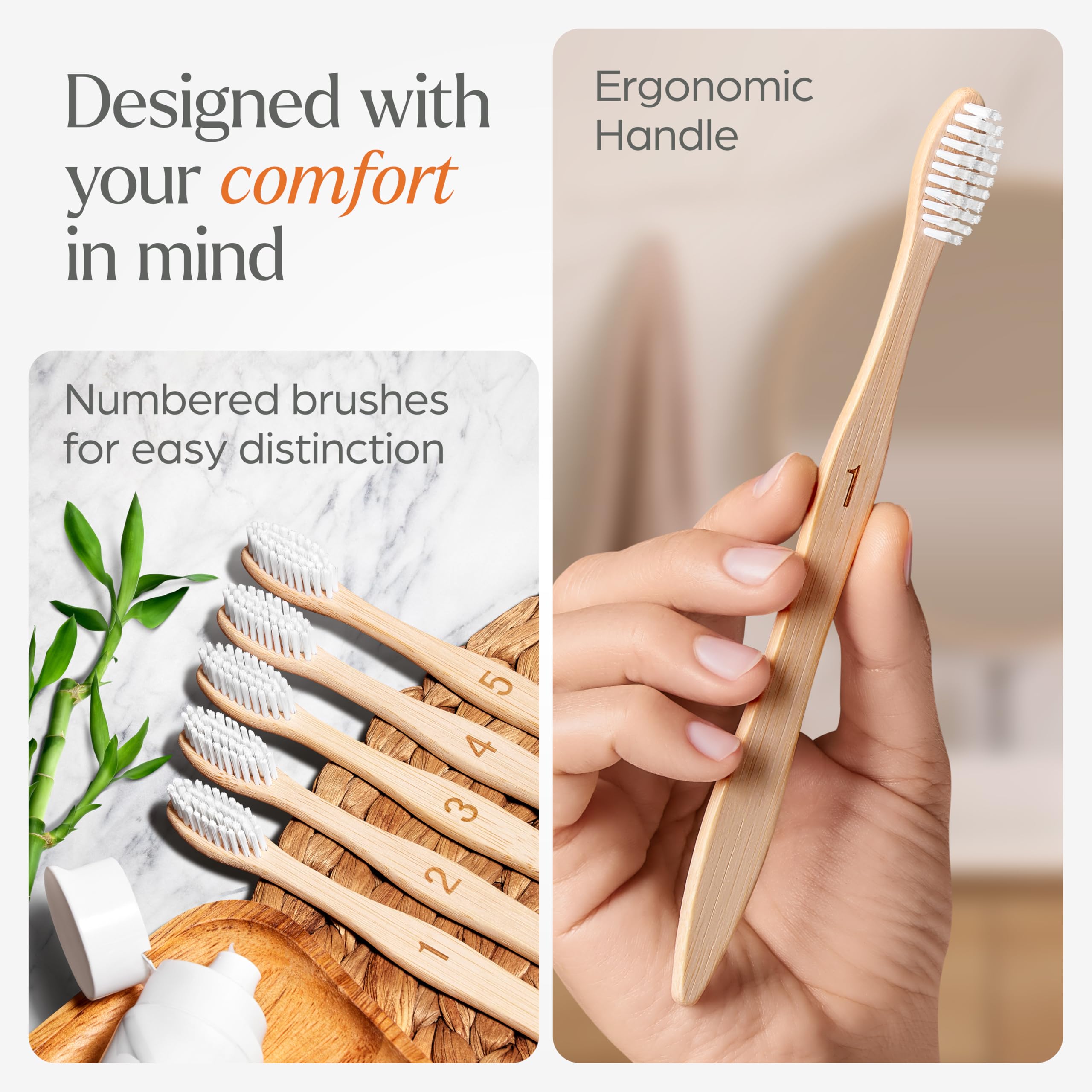 VIVAGO Extra Hard Toothbrushes for Adults - 10 Pack - BPA Free Hard Bristle Toothbrush - Extra Firm Bamboo Toothbrushes