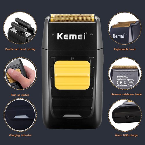 KEMEI Professional Hair Clipper and Trimmers Set, Cordless Barber Clippers, Beard Trimmer, Electric Foil Shaver with Replacement Heads, KM-2299, KM-2296, KM-1102