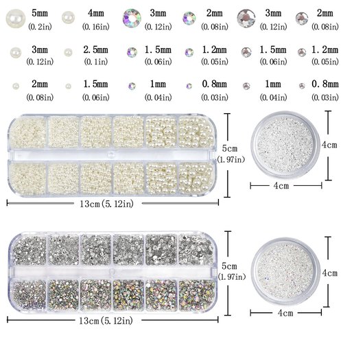 4 Boxes Flatback Rhinestones and Pearls Nail Charms for Acrylics - Crystals, Half Rounds, and Accessories for DIY Nail Art Decor